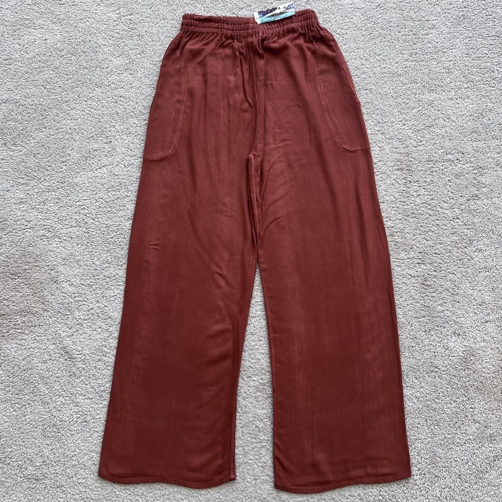 Tienda Ho CB 12 Wide Leg Pull On Pants Womens One Size Brown Hand Woven